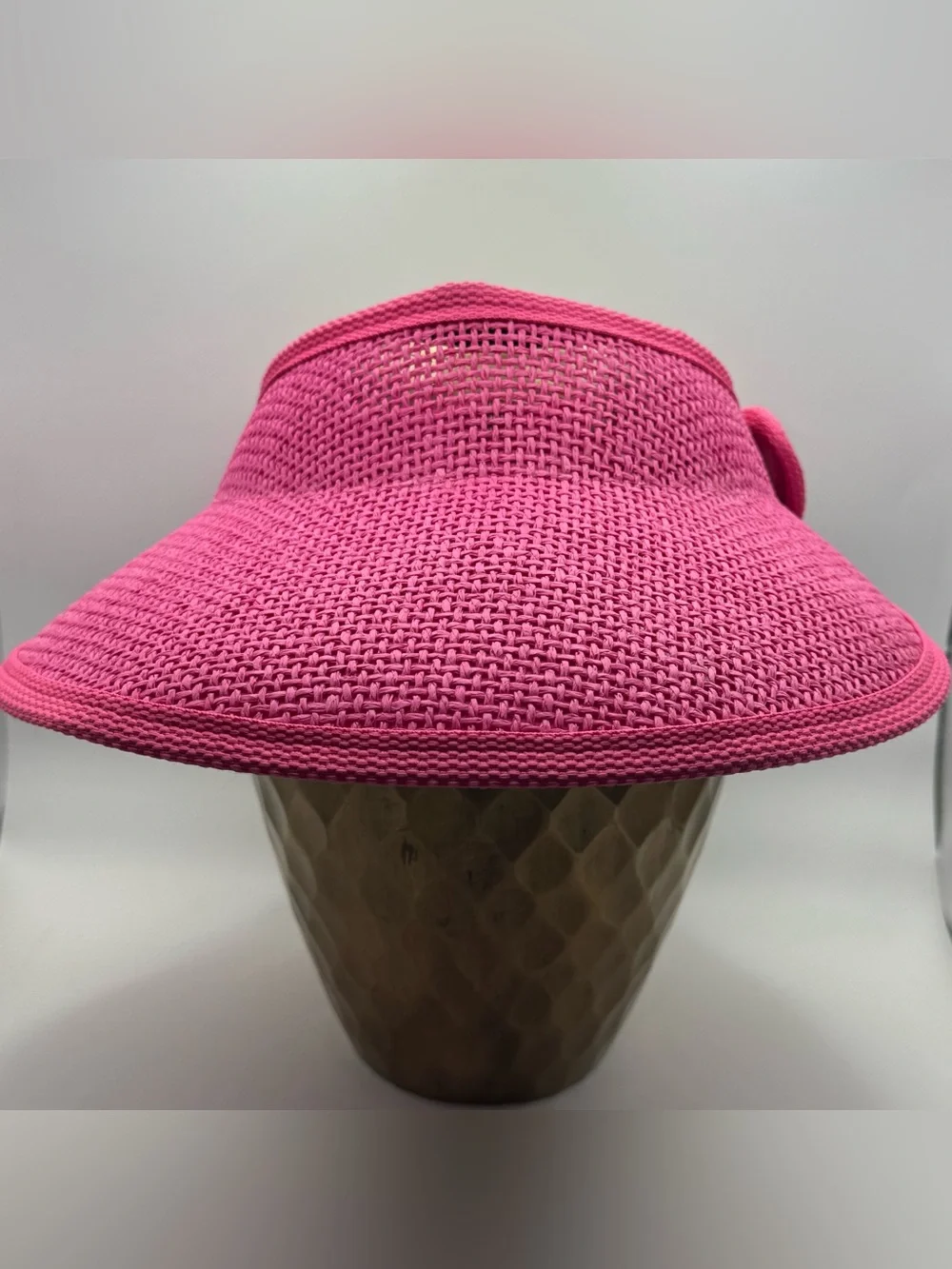 Peter Grimm Pink Woven Wide Brim Roll Up Sun Visor Natural Fiber